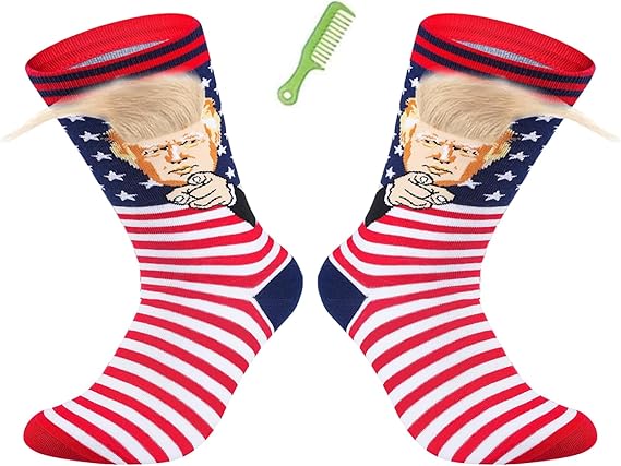 Donald Hair Finger Funny Socks For Supporters of Donald President, Novelty Gag Gifts For Father's Day and 4th of july, Onesize