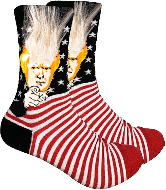 Donald Hair Finger Funny Socks For Supporters of Donald President, Novelty Gag Gifts For Father's Day and 4th of july, Onesize