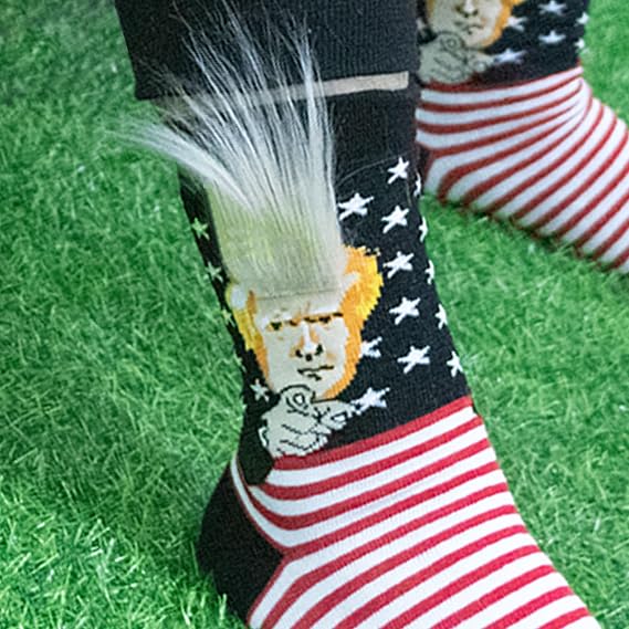 Donald Hair Finger Funny Socks For Supporters of Donald President, Novelty Gag Gifts For Father's Day and 4th of july, Onesize