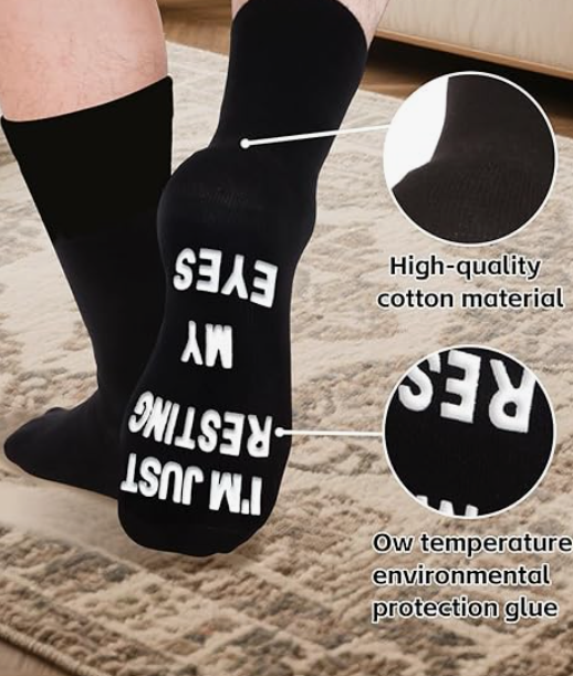 Black-just Thinking Fathers Day Gift From Daughter Wife Son Kids- Personalized Fathers Day Gift For Husband Dad Stepdad, Funny Men Socks